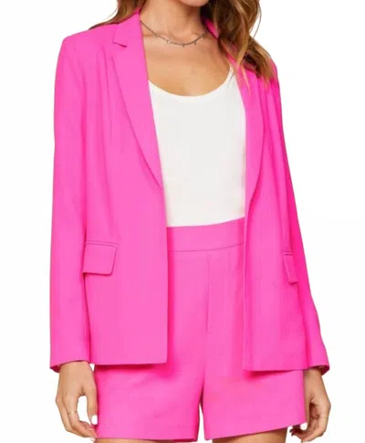 Skies Are Blue Long Sleeve Collared Blazer In Hot Pink In Pink