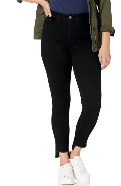 Slimsation By Multiples High-rise Frayed Ankle Jeggings In Black In Black