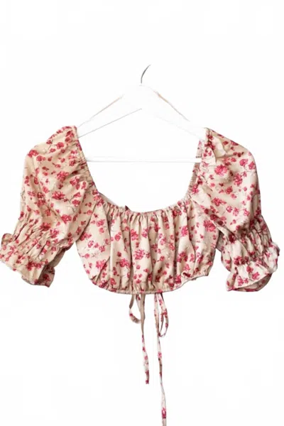 The Vintage Shop Women's Floral Ruched Puff Sleeve Crop Top In Multi In Multi
