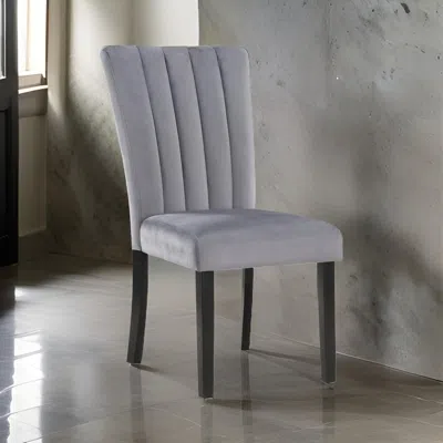 Hivvago Marcus 20 Side Chair Set Of 2, Fabric Upholstery, Cushioned, Black, Gray In Gray