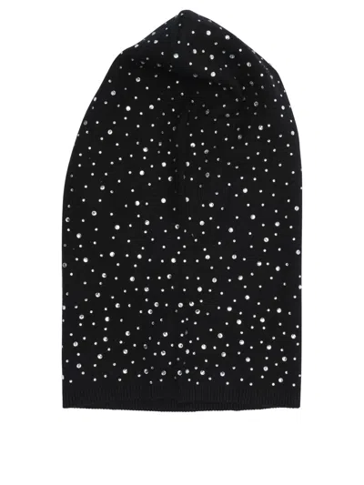Pinko Balaclava With Drawstring And Rhinestones In Black