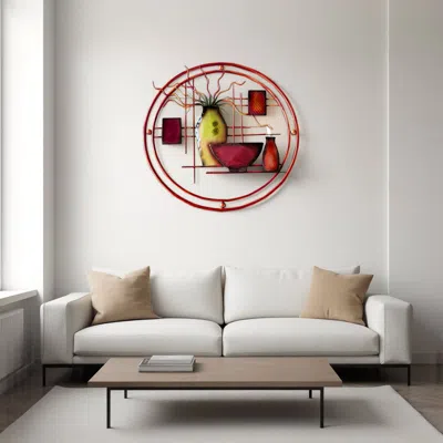Hivvago Aesthetically Charmed Round Metal Wall Decor, Multicolor In Multi