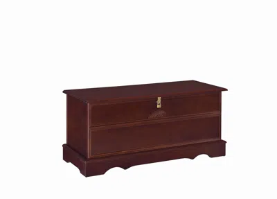 Hivvago Traditional Style Lift Top Wooden Chest With Carved Details, Dark Brown In Burgundy