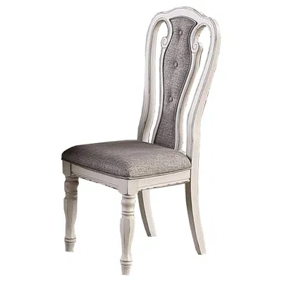 Hivvago Dining Chair With Button Tufted Backrest, Padded Seat, Set Of 2, White And Gray In White