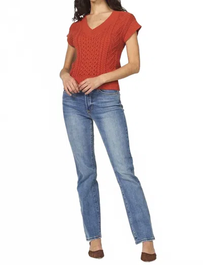 Another Love Scout Cable V-neck Sweater Vest In Orange In Red
