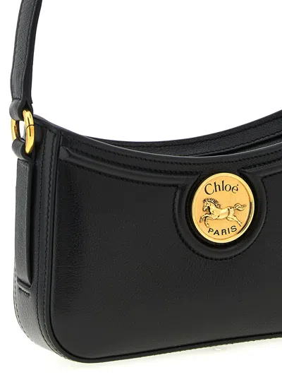 Chloé Women Horse Medal Leather Shoulder Bag In Black