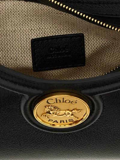 Chloé Women Horse Medal Leather Shoulder Bag In Black