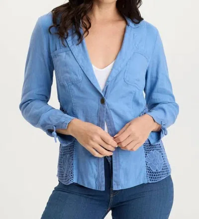 Xcvi Trinket Linen Crochet Jacket In Shasta Lake In Multi