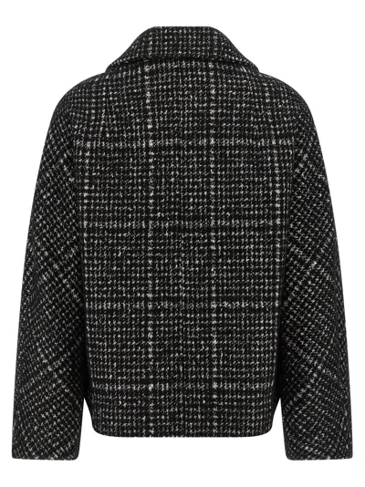 Dolce & Gabbana Houndstooth Wool-blend Jacket In Black