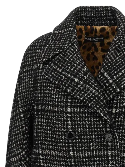Dolce & Gabbana Houndstooth Wool-blend Jacket In Black