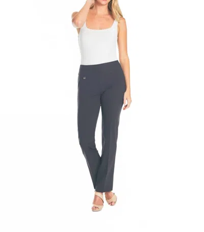 Slimsation By Multiples Pull On Ease-y-fit Ankle Pants In Intense Grey In Multi