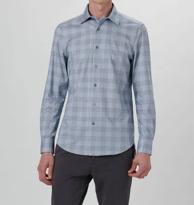 Bugatchi Uomo Glen Plaid 6 Way Stretch Long Sleeve Shirt In Air Blue