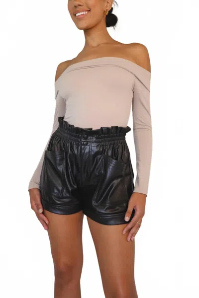 Elan Vegan Leather Shorts In Black In Black