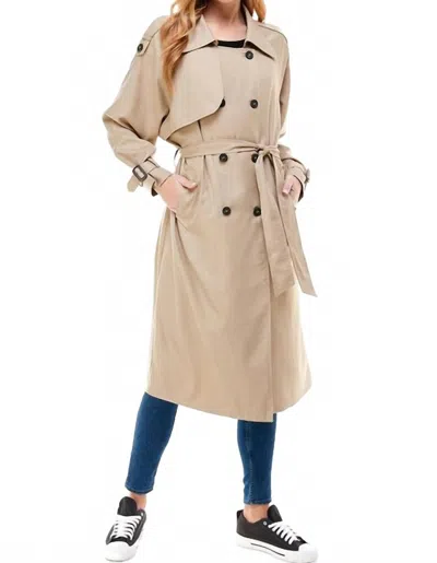 Acoa Long Sleeve Oversized Trench Coat In Beige In Neutral