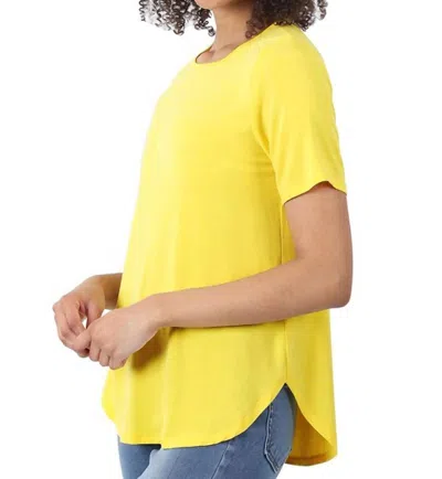 Zenana Modal Round Neck Short Sleeve Top Plus In Yellow In Green