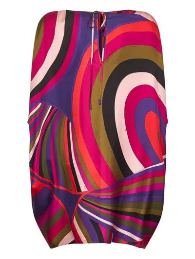 Pucci Iris Print Silk Short Kaftan Clothing In Multi