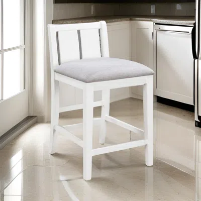 Hivvago Ham 25 Inch Counter Height Chair Set Of 2, Cream Fabric, White Wood Finish In White