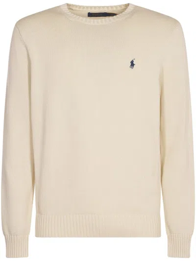 Polo Ralph Lauren Ribbed Neckline Cotton Sweater In Multi