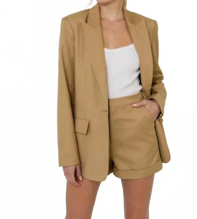 Endless Rose Single Breasted Long Sleeve Blazer In Camel In Brown