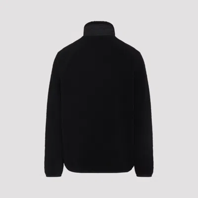 Moncler High Collar Fleece Cardigan Chest Pocket In Black