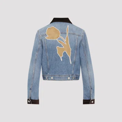 Marni Deep Blue Cotton Washed Bull Denim Trucker Cropped Jacket In Blue