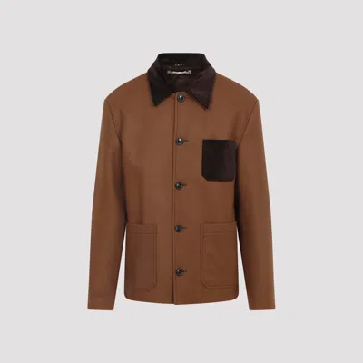 Marni Double Splittable Wool Felt Workwear Jacket In Brown