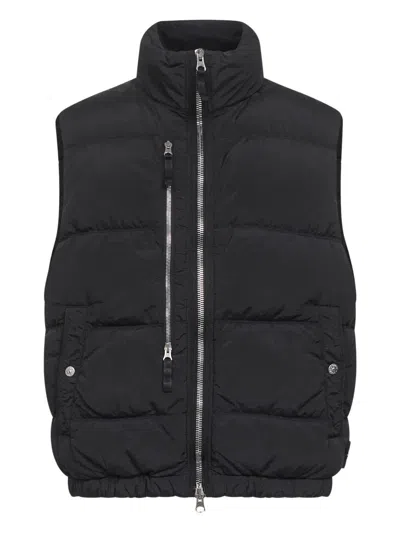 Moncler Dark Blue Nylon Maya Down Jacket In Black