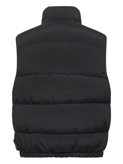 Moncler Dark Blue Nylon Maya Down Jacket In Black