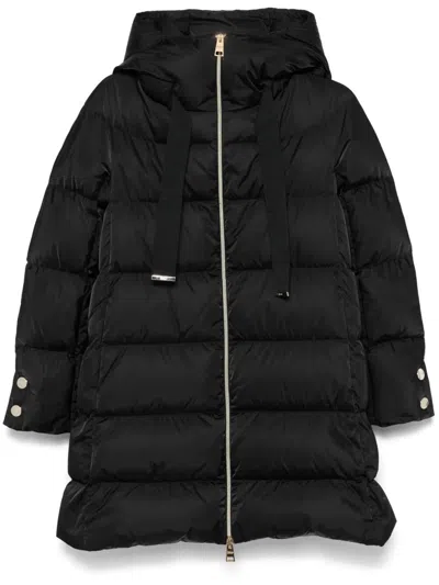 Moncler Dark Blue Nylon Maya Down Jacket In Black