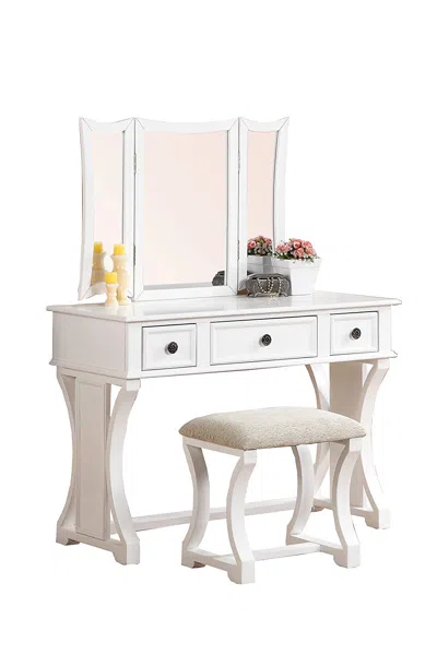 Hivvago Modish Vanity Set Featuring Stool And Mirror White In Neutral