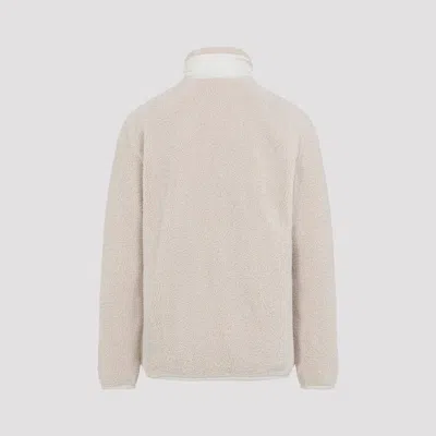 Moncler Light Beige Teddy Zip-up Sweatshirt In Gray