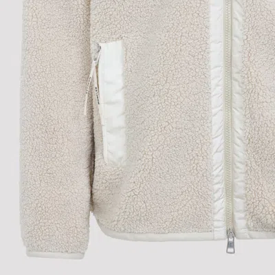 Moncler Light Beige Teddy Zip-up Sweatshirt In Gray