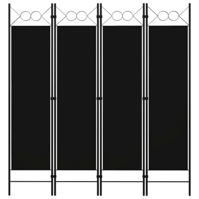 Hivvago Dina 4 Panel Room Divider Screen, Black Fabric, Iron Frame, 63 Inch In Black