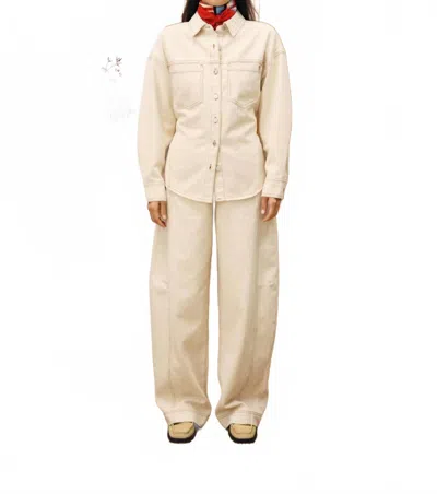 Frnch Duras Denim Tie Top In Cream In Neutral