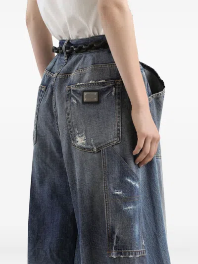 Dolce & Gabbana Distressed Denim Shorts In Blue