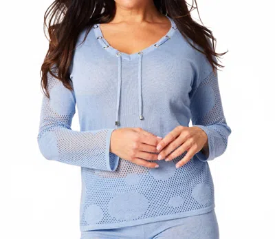 Angel Apparel Crochet V-neck Top In Sky Blue In Blue