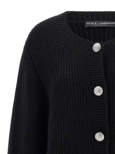Dolce & Gabbana Jewel Buttons Cardigan Sweaters And Cardigans Black In Black
