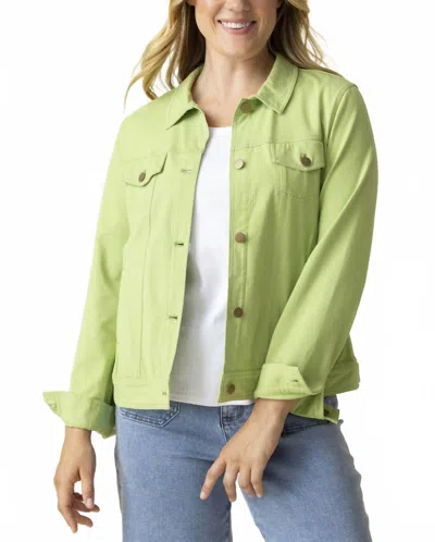 Habitat Stonewash Cotton Knit Jacket In Leaf In Green