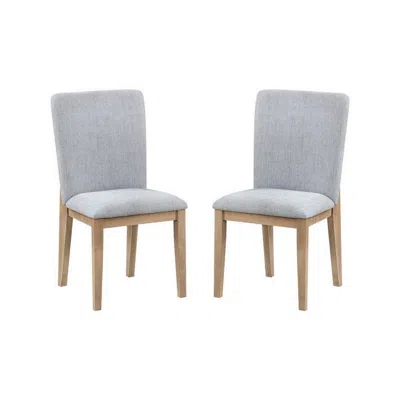 Hivvago Emi 25 Inch Dining Chair Set Of 2, Cushioned Seat, Gray Linen Upholstery In Gray