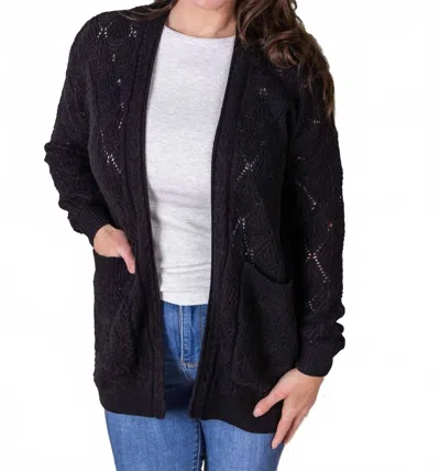 Michelle Mae Open Knit Cardigan In Black In Black