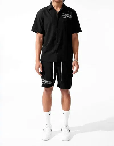 Jordan Craig Oakland Mechanic Short & Shirt Set In Black In Black