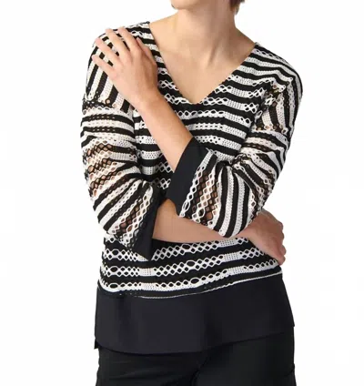 Joseph Ribkoff Casual V-neck Knitted Top In Black In Black