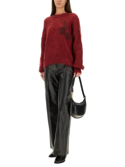 Isabel Marant Wide-leg Trousers Leather Texture In Black