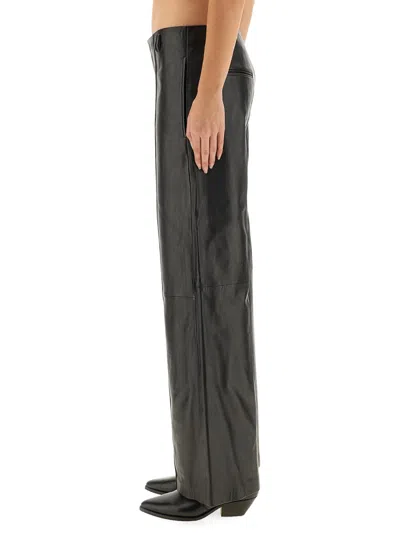 Isabel Marant Wide-leg Trousers Leather Texture In Black