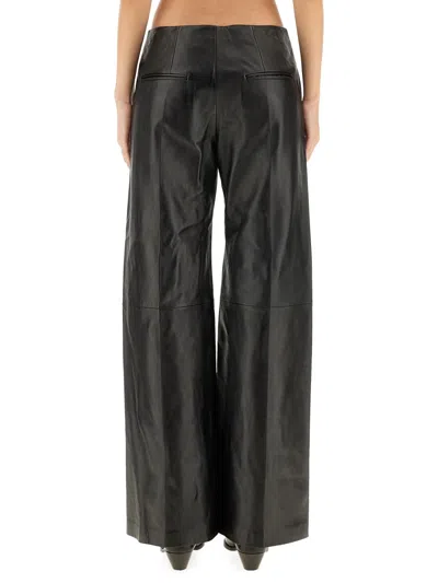 Isabel Marant Wide-leg Trousers Leather Texture In Black