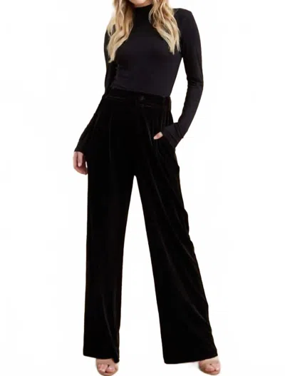 Jodifl Vanessa Wide Leg Velvet Pants In Black In Black