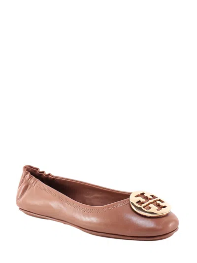 Tory Burch Leather Ballerinas In Brown