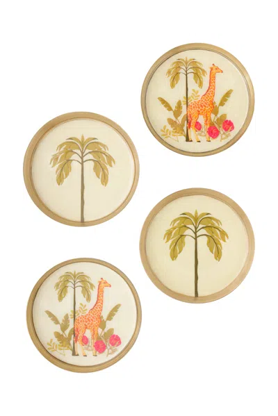 Tiramisu Vintage Safari Metal Coaster Set In Neutral
