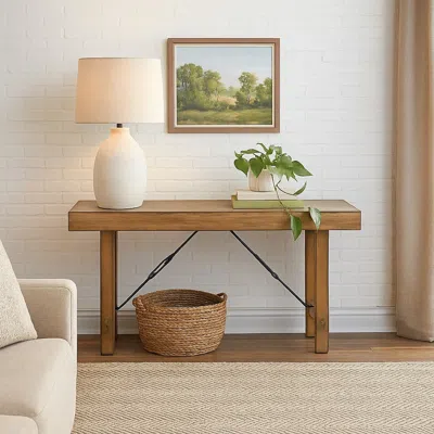 Hivvago Dity Counter Height Table, 72 Inch Rectangular Top, Antique Brown Wood In Brown