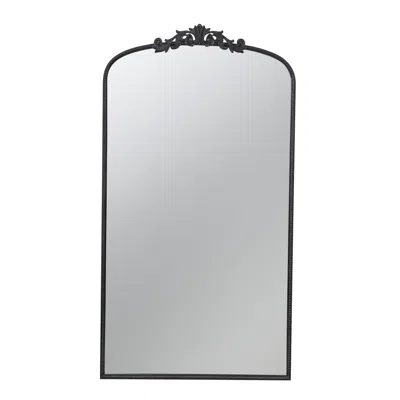 Hivvago Kea 66 Inch Wall Mirror, Black Curved Metal Frame, Ornate Baroque Design In Black